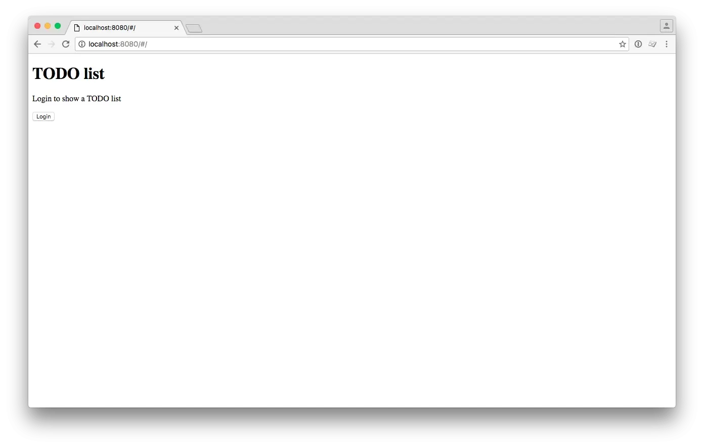 A default website with a login button